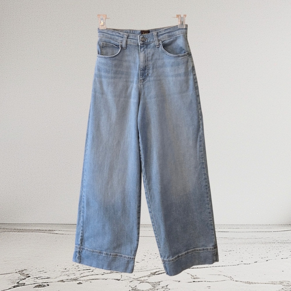 Lee Wide Leg High Rise Jeans Women’s 6 Short Light Wash Soft Denim Mid-2000's